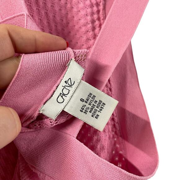 Cache Pink Tank Top Knit Sleeveless Top Small Vintage Bubblegum - Picture 6 of 6